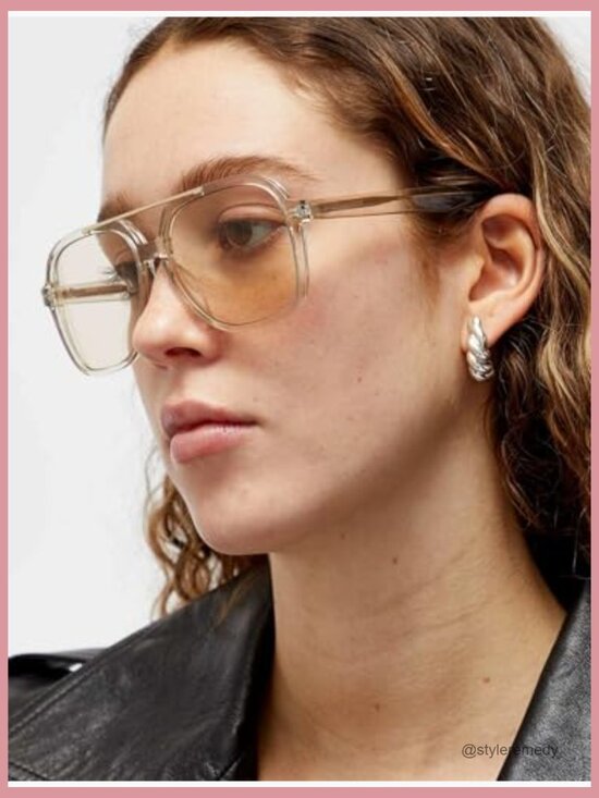 Retro Aviator Sunglasses with UV Protection Plastic Frame main image 4